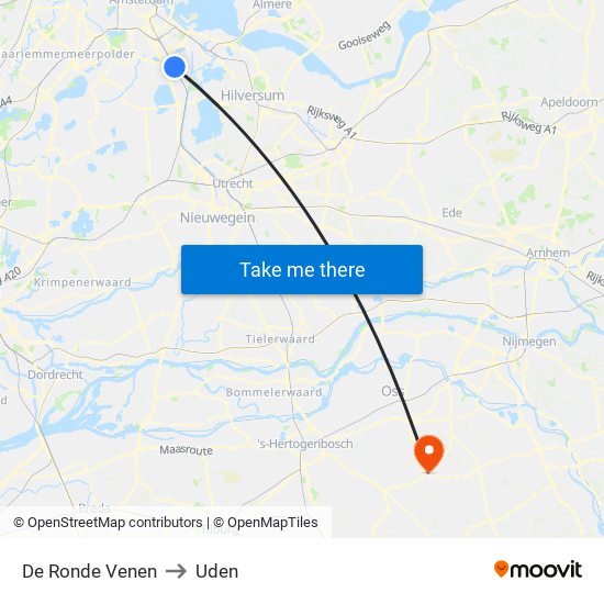 De Ronde Venen to Uden map