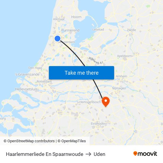 Haarlemmerliede En Spaarnwoude to Uden map