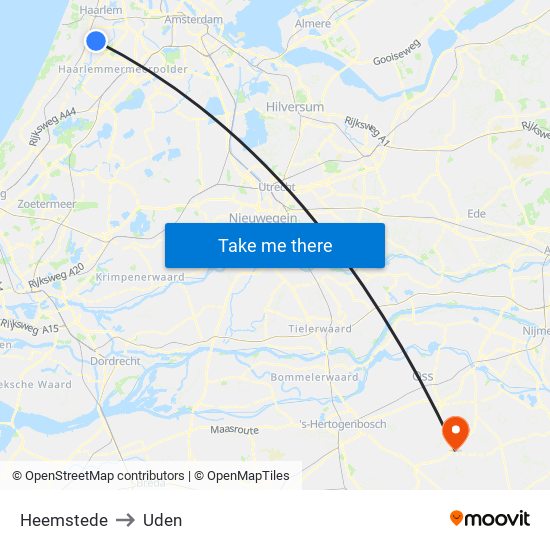 Heemstede to Uden map