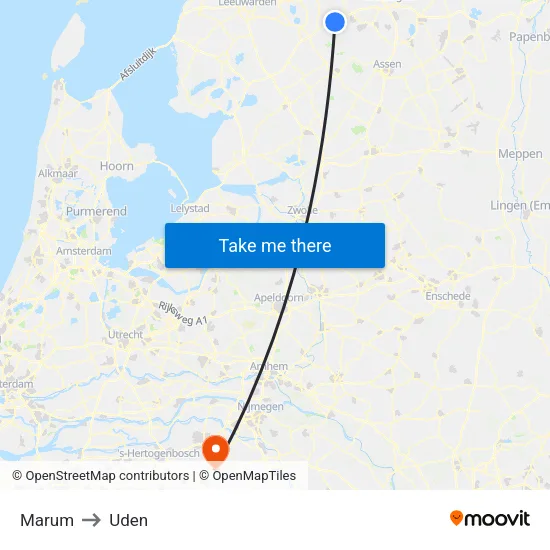 Marum to Uden map