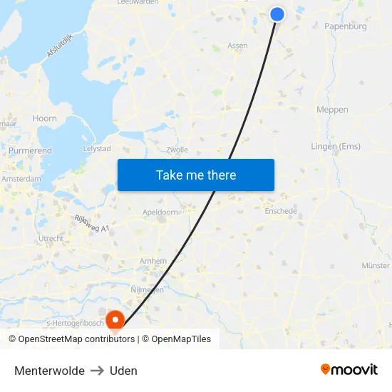 Menterwolde to Uden map