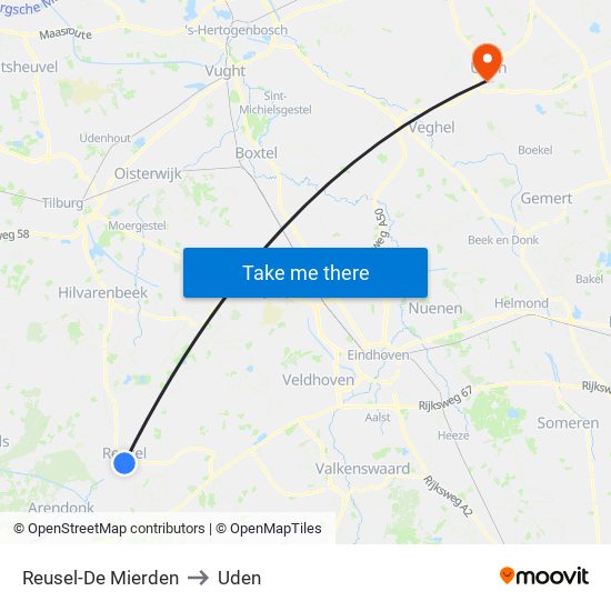 Reusel-De Mierden to Uden map