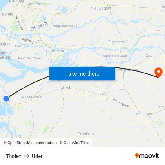 Tholen to Uden map