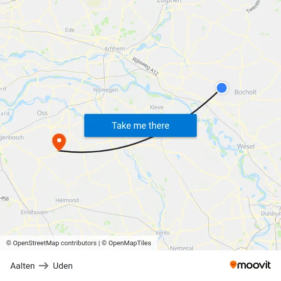Aalten to Uden map