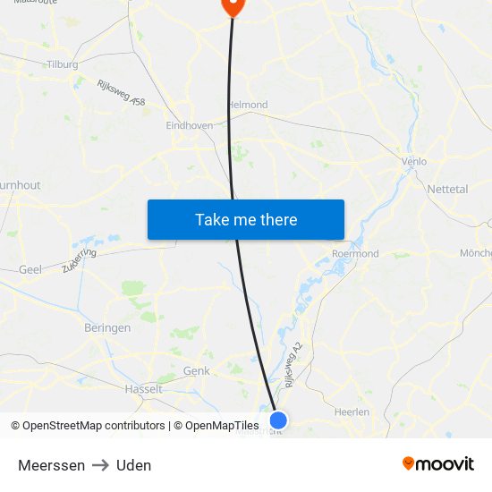 Meerssen to Uden map