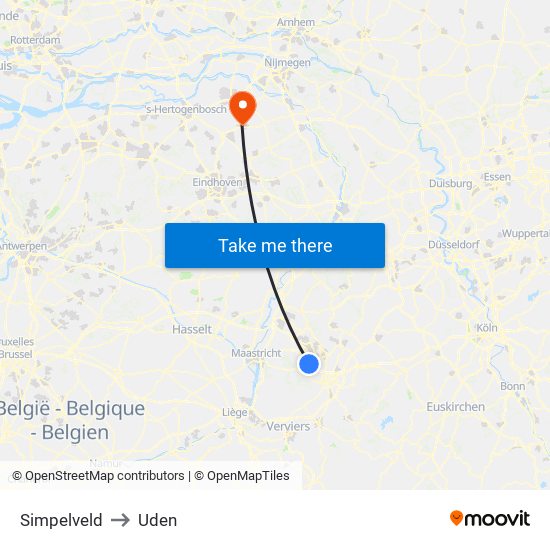 Simpelveld to Uden map