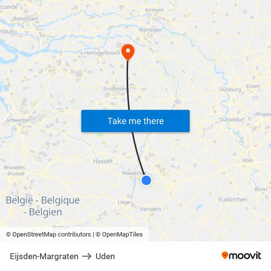 Eijsden-Margraten to Uden map