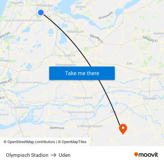 Olympisch Stadion to Uden map