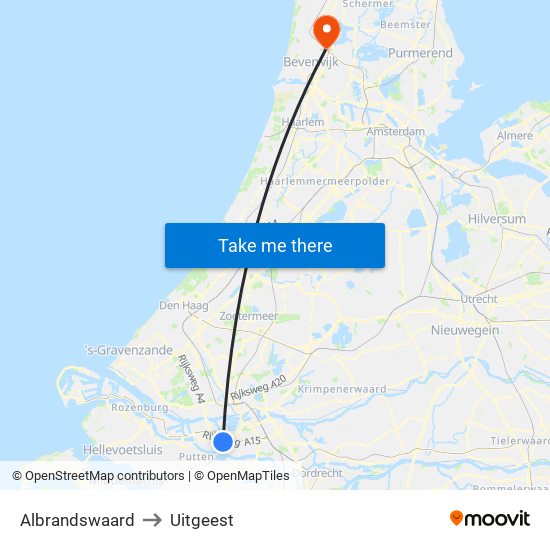 Albrandswaard to Uitgeest map