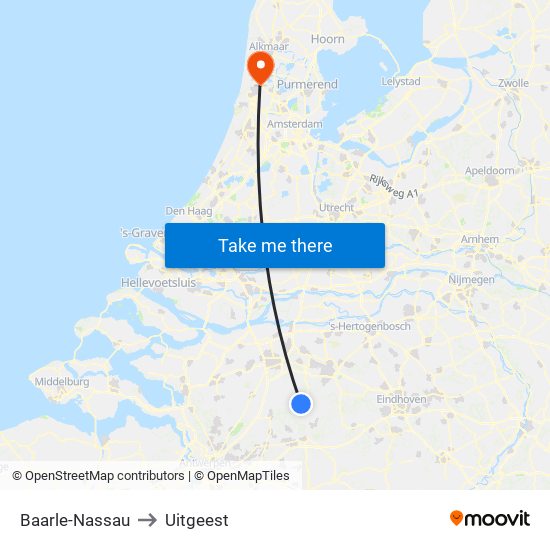 Baarle-Nassau to Uitgeest map