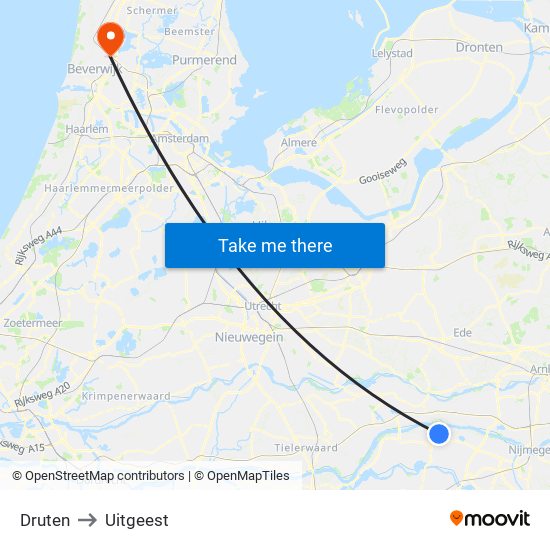 Druten to Uitgeest map