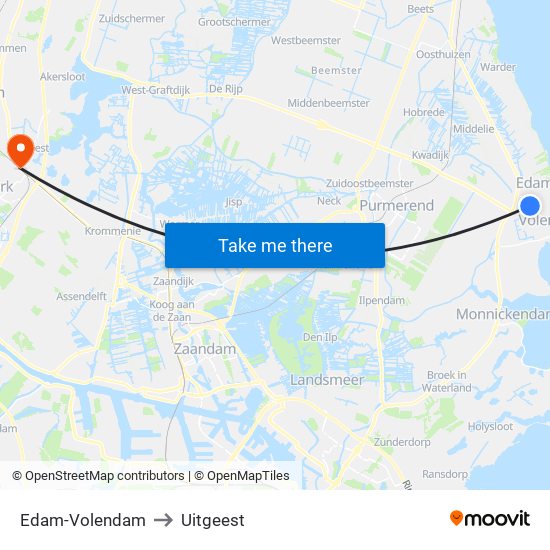 Edam-Volendam to Uitgeest map