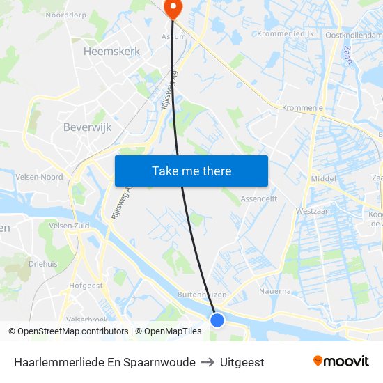 Haarlemmerliede En Spaarnwoude to Uitgeest map