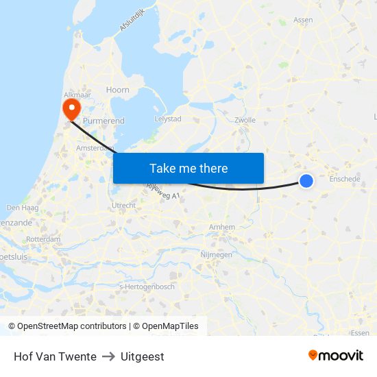 Hof Van Twente to Uitgeest map