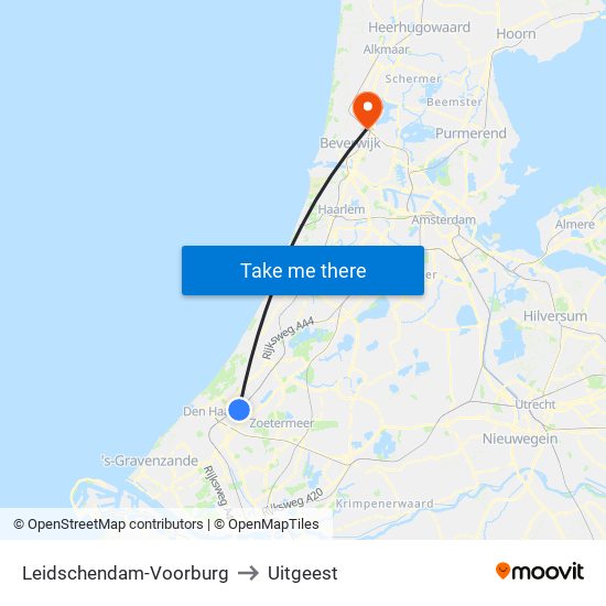 Leidschendam-Voorburg to Uitgeest map