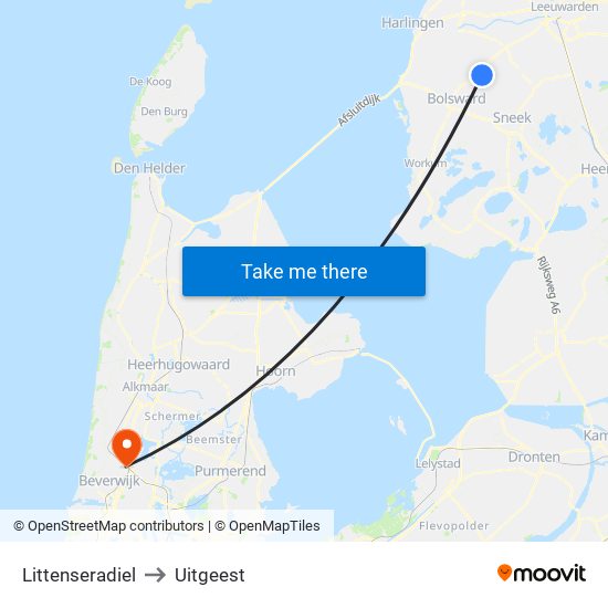 Littenseradiel to Uitgeest map