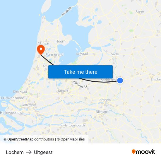 Lochem to Uitgeest map