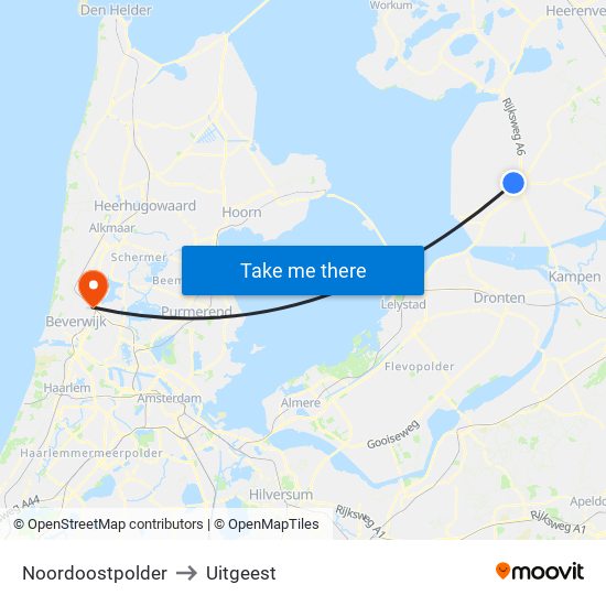 Noordoostpolder to Uitgeest map