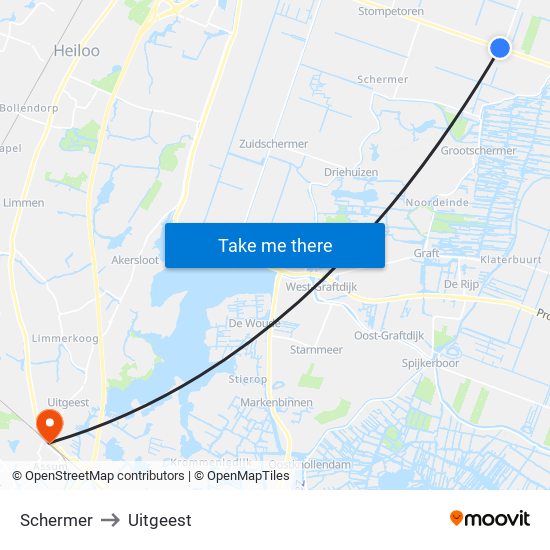 Schermer to Uitgeest map