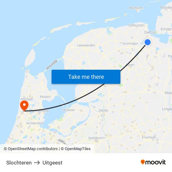 Slochteren to Uitgeest map