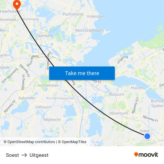 Soest to Uitgeest map