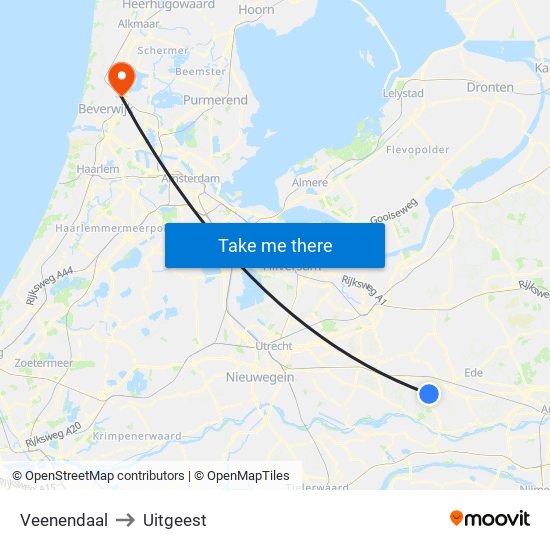 Veenendaal to Uitgeest map