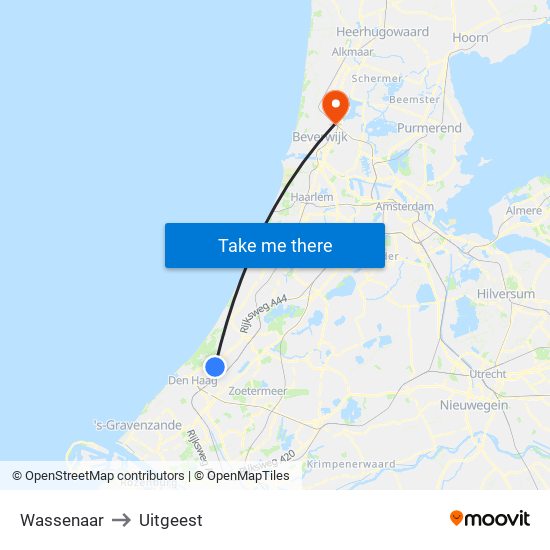 Wassenaar to Uitgeest map