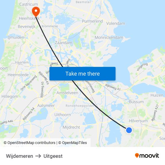 Wijdemeren to Uitgeest map