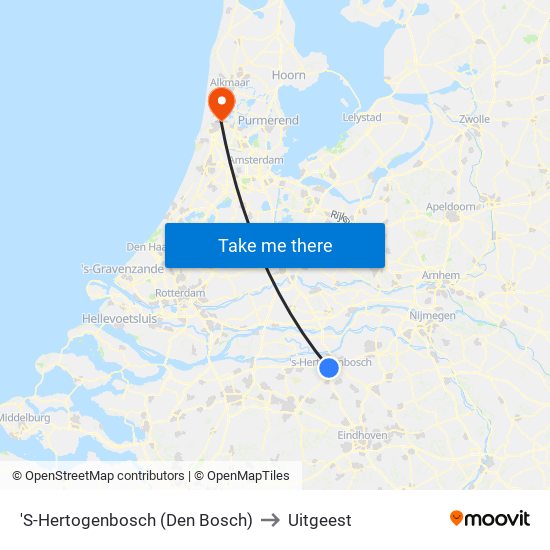 'S-Hertogenbosch (Den Bosch) to Uitgeest map