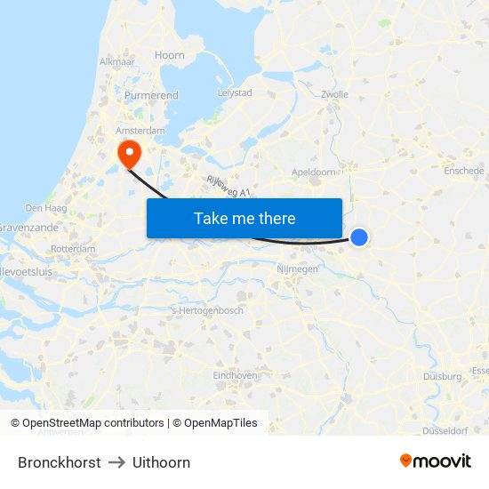 Bronckhorst to Uithoorn map