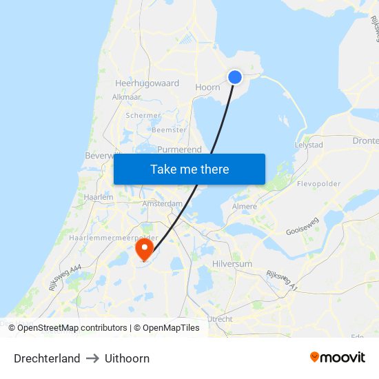 Drechterland to Uithoorn map