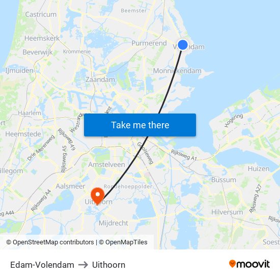 Edam-Volendam to Uithoorn map