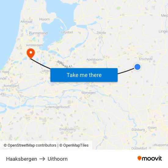 Haaksbergen to Uithoorn map