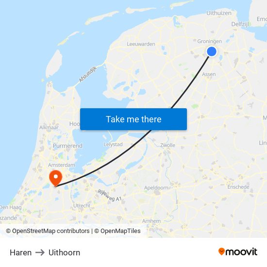 Haren to Uithoorn map