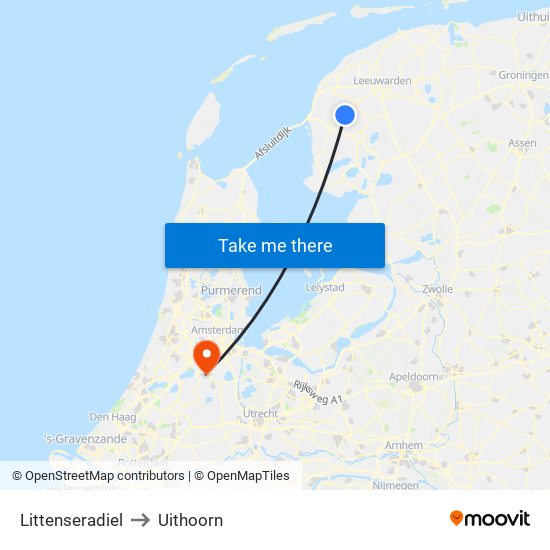 Littenseradiel to Uithoorn map