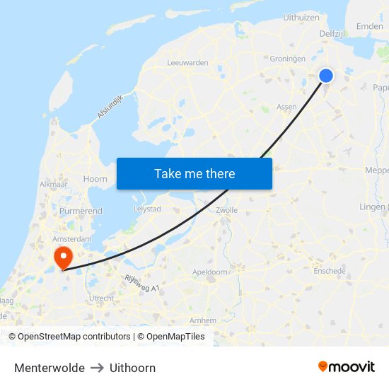 Menterwolde to Uithoorn map