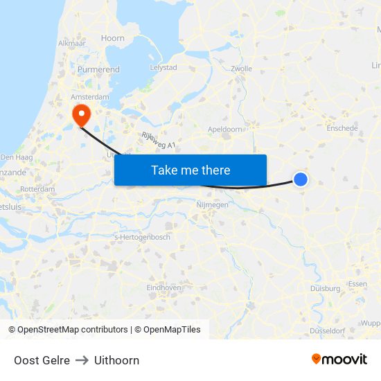 Oost Gelre to Uithoorn map