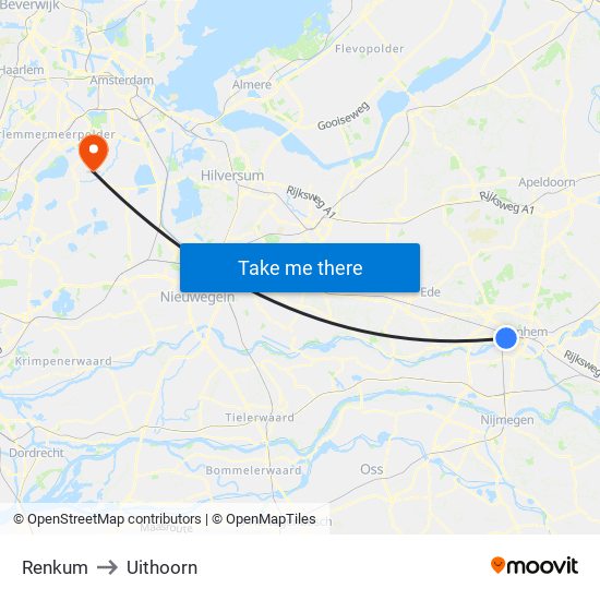 Renkum to Uithoorn map