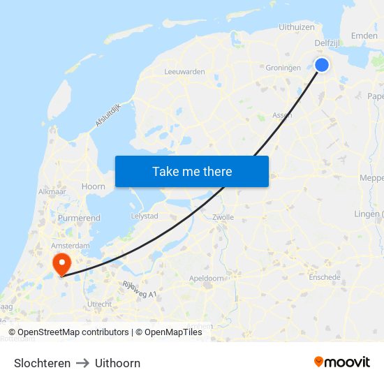 Slochteren to Uithoorn map