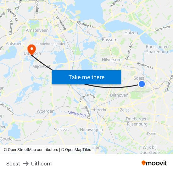 Soest to Uithoorn map