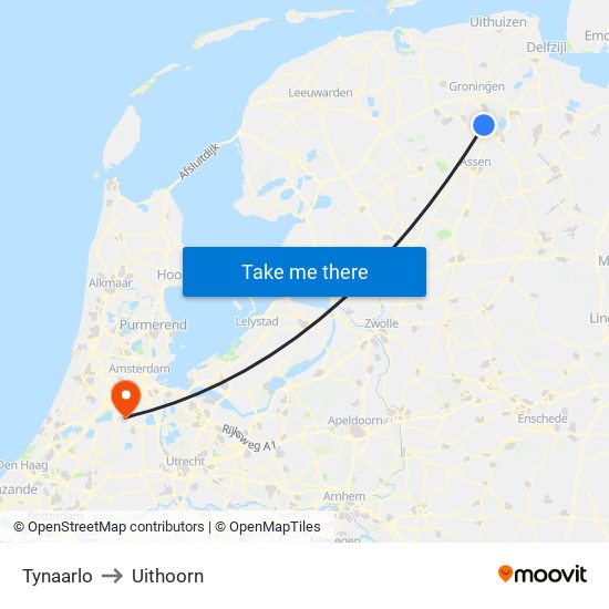 Tynaarlo to Uithoorn map
