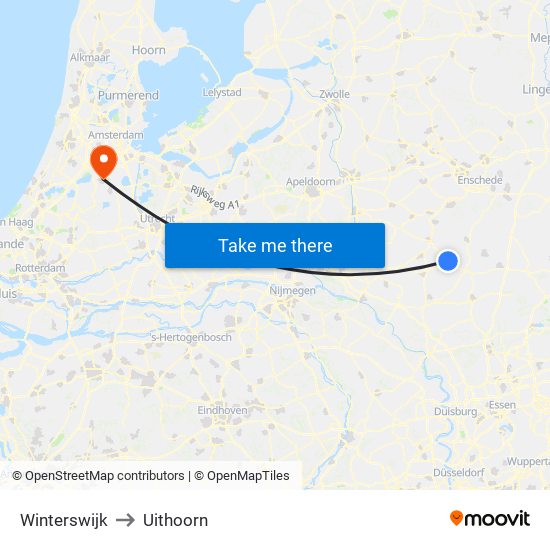 Winterswijk to Uithoorn map