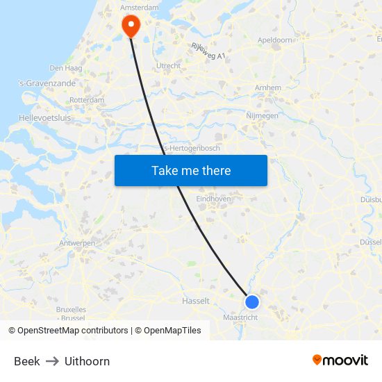 Beek to Uithoorn map