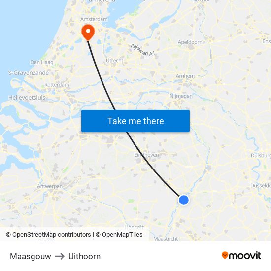 Maasgouw to Uithoorn map