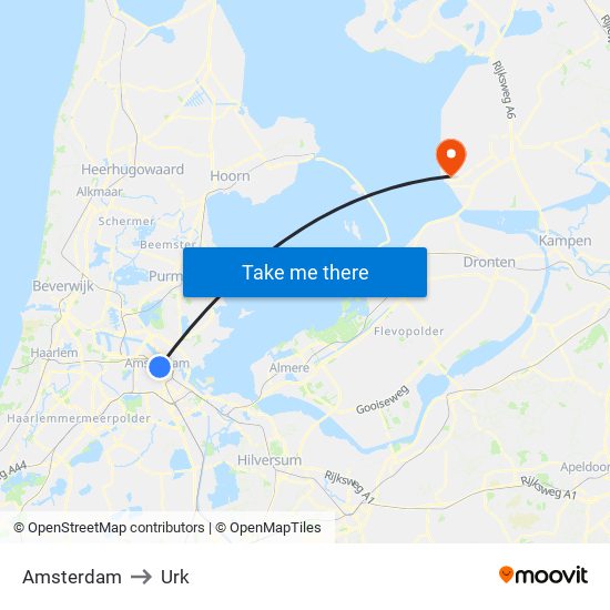 Amsterdam to Urk map