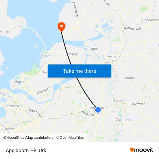 Apeldoorn to Urk map