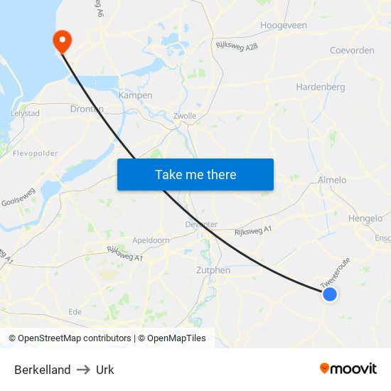 Berkelland to Urk map