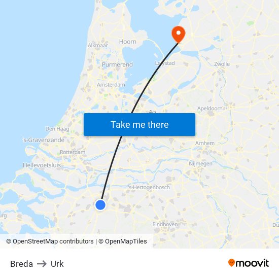 Breda to Urk map