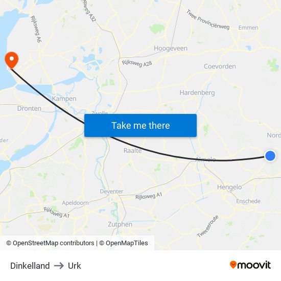Dinkelland to Urk map
