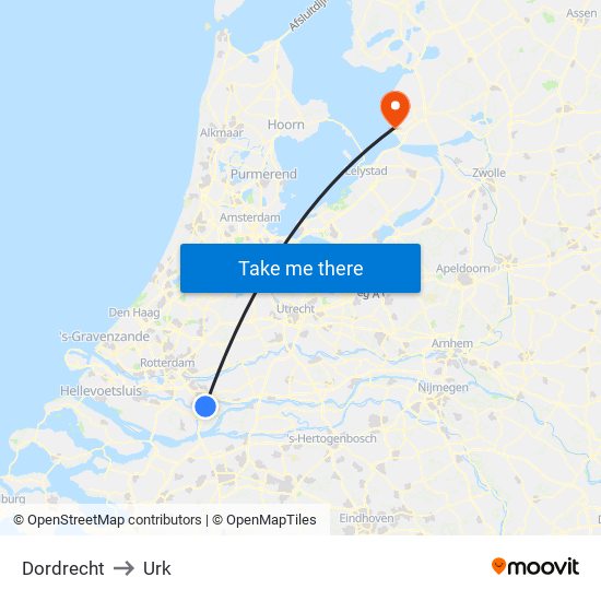 Dordrecht to Urk map